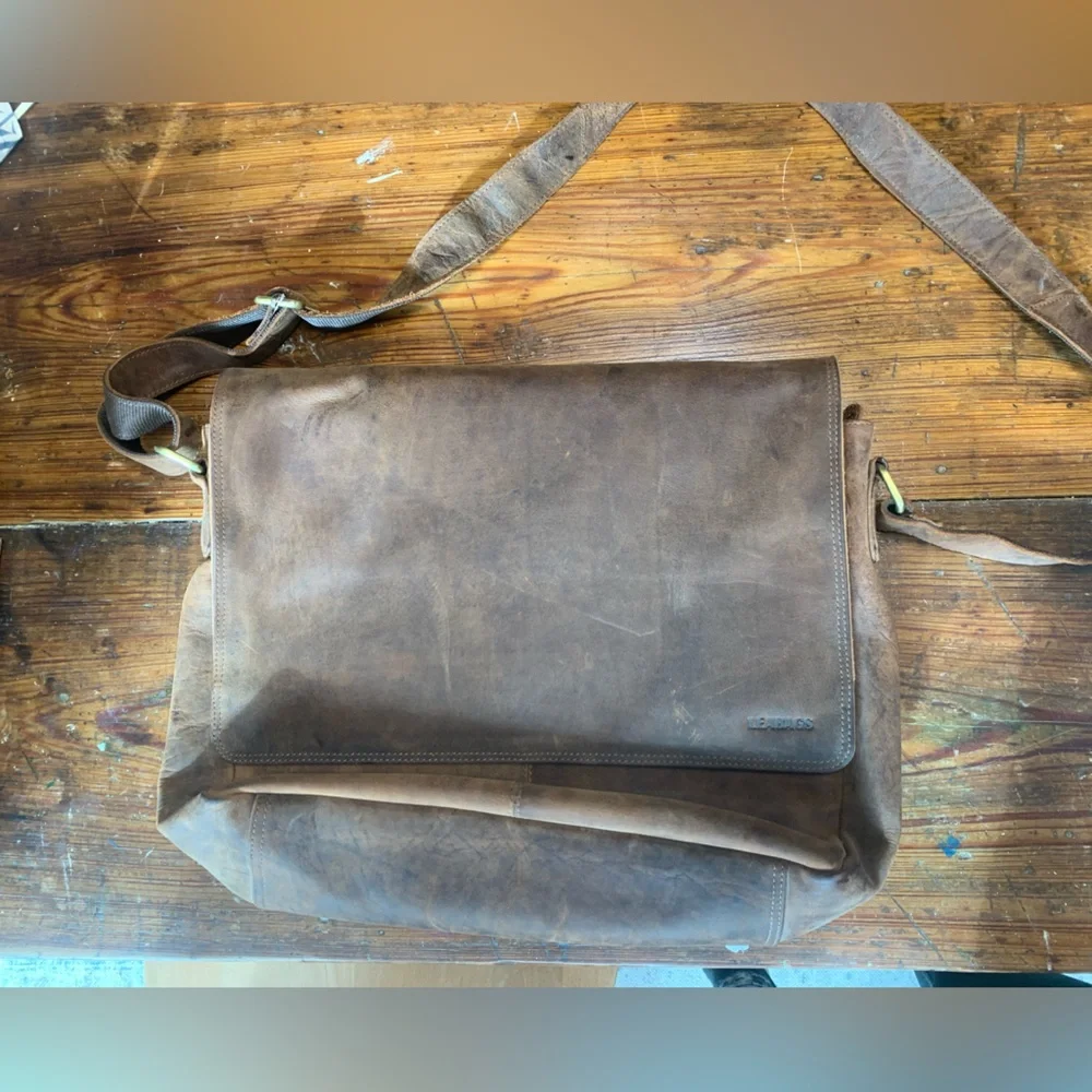 Brown Leather Messenger Satchel